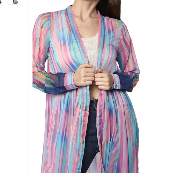 “LABEL RITU KUMAR” Sheer Kimono Kaftan Shrug - Picture 3 of 16